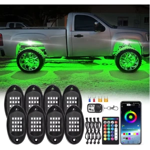 8 Pod RGB LED Kaya Işıklı Kit APP/RF Uzaktan Kumandalı